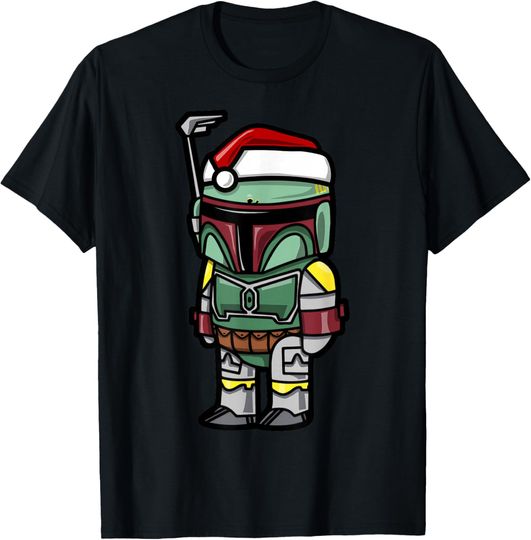 Discover Star Wars Boba Fett Santa Hat Cartoon Christmas T-Shirt T-Shirt