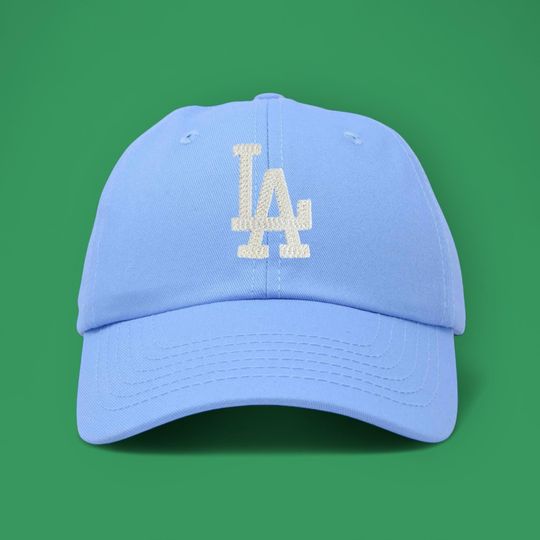 Baby Blue LA Los Angeles Dodgers Baseball Cap Dad Hat w/ Textured Embroidery