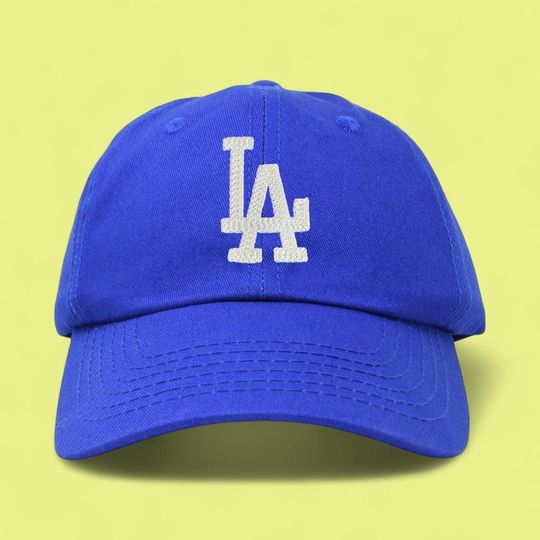 Royal Blue LA Los Angeles Dodgers Baseball Cap Dad Hat w/ Textured Embroidery