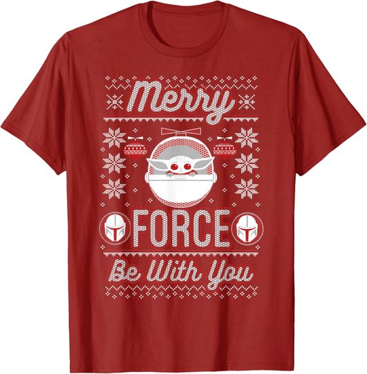 Discover Star Wars The Mandalorian Christmas Merry Force Be With You T-Shirt