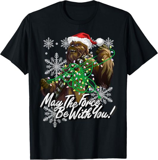 Star Wars Christmas Chewbacca Tangled Lights T-Shirt T-Shirt