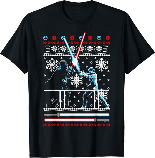 Discover Star Wars Vader Luke Duel Christmas Sweater Graphic T-Shirt T-Shirt
