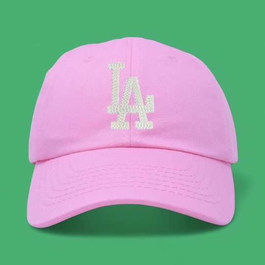 Discover Pink LA Los Angeles Dodgers Baseball Cap Dad Hat w/ Textured Embroidery