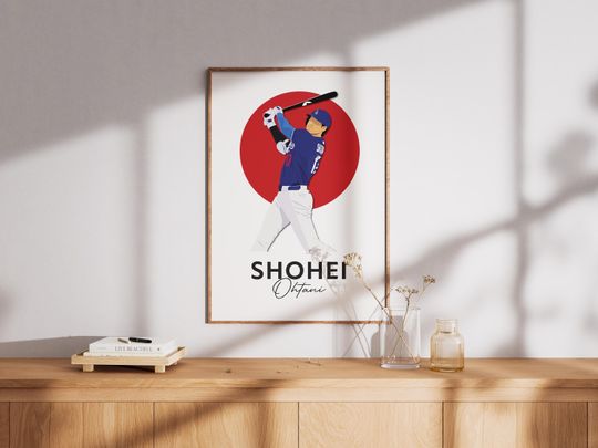 Discover Shohei Ohtani Minimalist Baseball Art Print  Dodgers Home Decor (Digital Download)