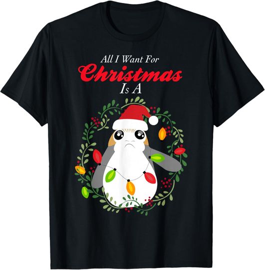 Discover Star Wars Porg All I Want Christmas Holiday Graphic T-Shirt T-Shirt