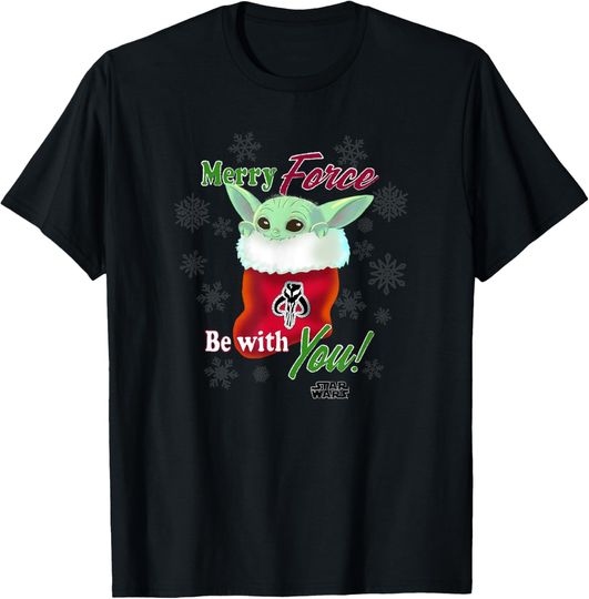 Star Wars: The Mandalorian Christmas Grogu Merry Force T-Shirt