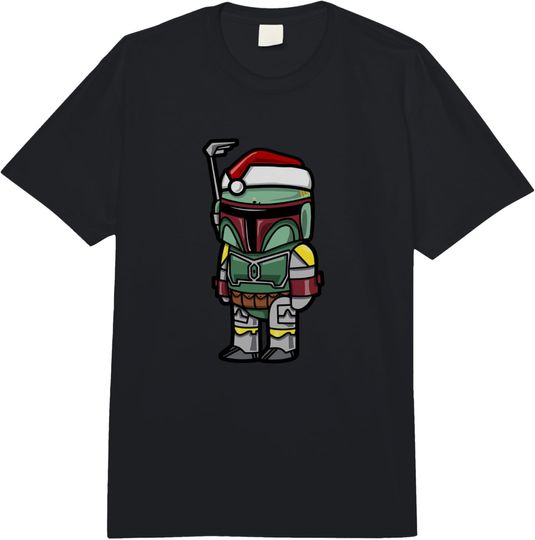 Discover Star Wars Christmas Boba Fett Santa Hat Big Chibi Icon Comfort Colors Adult Heavyweight T-shirt
