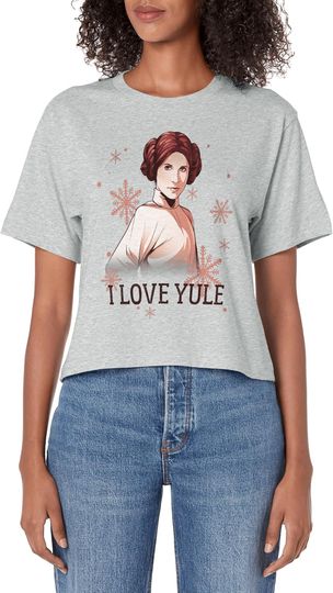 Star Wars Christmas Princess Leia I Love Yule Couples Women's Crop Top