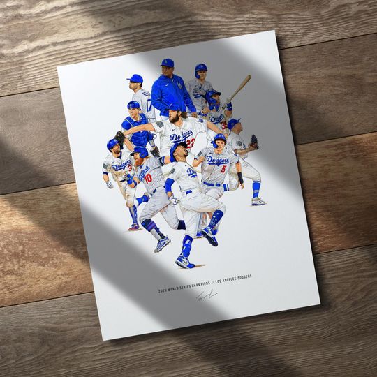 2020 Los Angeles Dodgers World Series Champions Print Baseball Poster