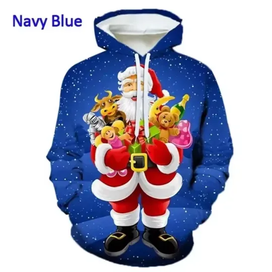 Discover 3D Christmas Hoodie Santa Claus Merry Christmas Print Holiday Pullover Winter