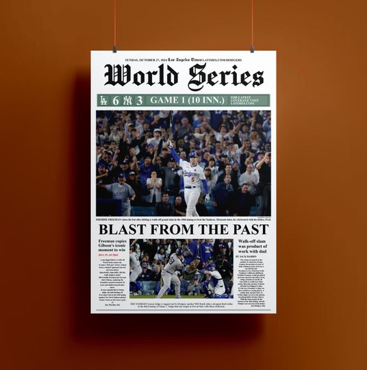Discover Freddie Freeman's Walk-Off Grand Slam Newspaper Print Poster