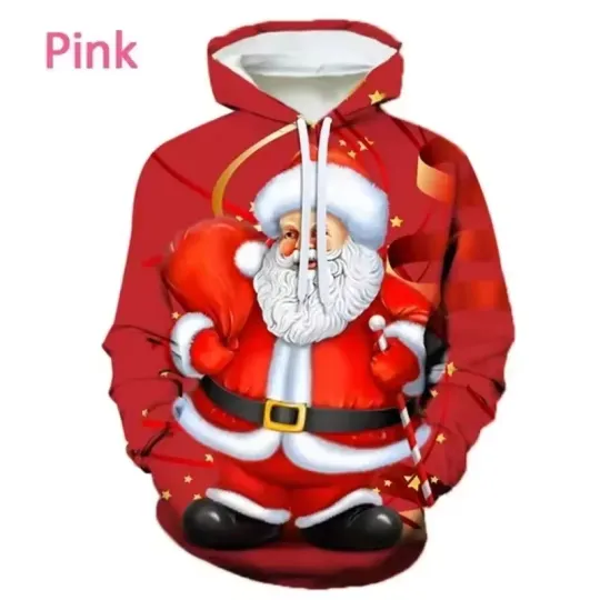 Discover Santa Claus Christmas Hoodie 3D Print Funny Holiday Pullover Gift Sweatshirt
