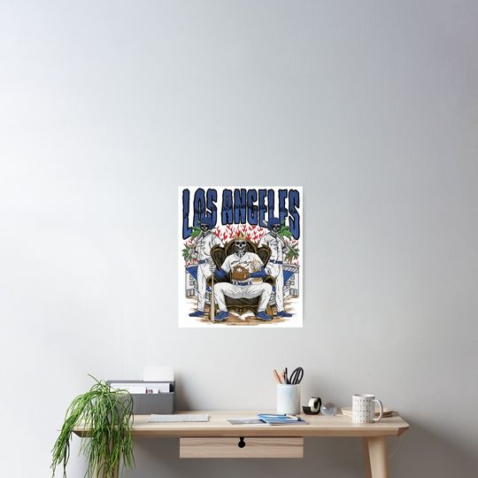 Discover Los Angeles Baseball Skull Poster