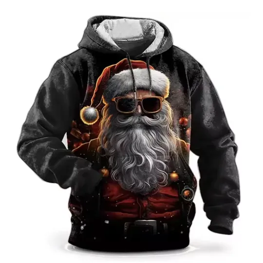 Discover Christmas 3D Hoodie – Cool Santa Claus with Sunglasses Holiday Fashion