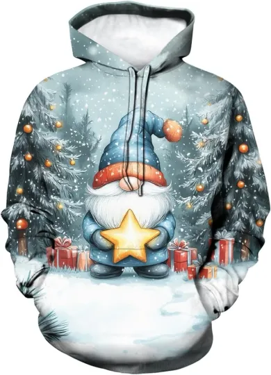 Discover Merry Christmas Hoodie Funny Santa Claus and Bells 3D Printed Holiday Pullover