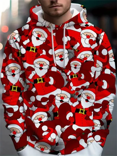 Discover Santa's Holiday Spirit 3D All Over Print Hoodie - Adults & Youth