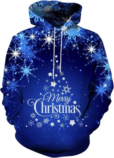 Discover 3D Christmas Hoodie Santa Claus with Christmas Bells Print Holiday Pullover Wint