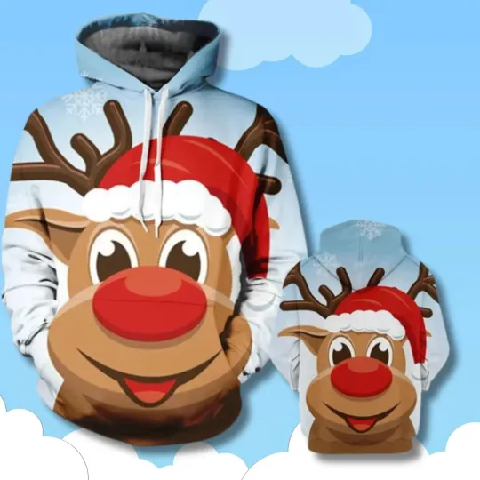 Discover 3D Christmas Hoodie for Men Women Santa and Snowman Design Holiday Pullover