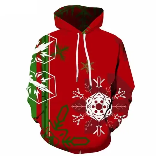 Discover Red Christmas Snowflake Hoodie 3D Print Holiday Pullover Winter Gift