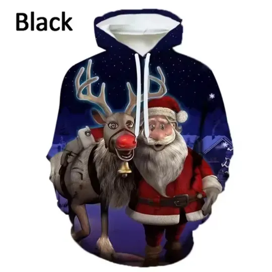 Discover 3D Printed Christmas Hoodie Santa Merry Christmas Design Holiday Pullover Sweats