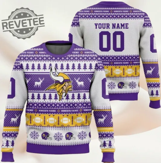 Discover Minnesota Viking Football 2025 Personalized Ugly Christmas Sweater