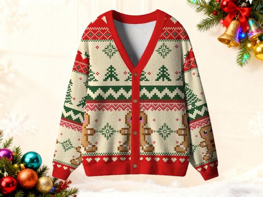 Discover Family Christmas Cardigan Sweater,Gingerbread Christmas Ugly Sweater,Matching Family Christmas Sweater,Cozy Christmas Outfit,Christmas Gift