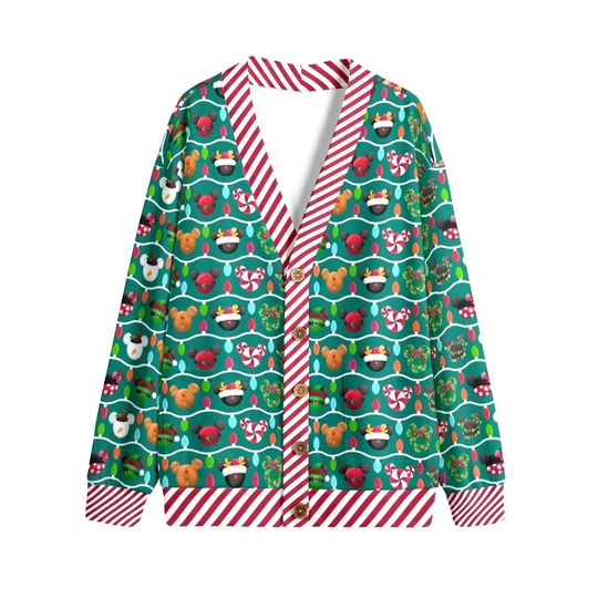Christmas Mickey Ornaments Button Up Cardigan Jacket