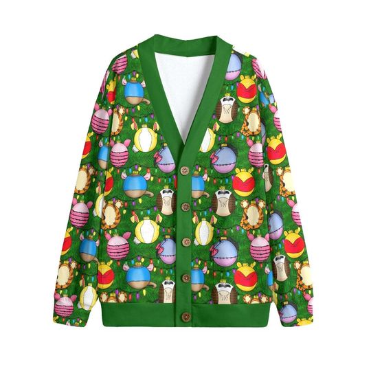 Pooh Christmas Ornaments Button Up Cardigan Jacket