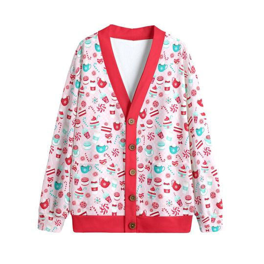 Pretty Peppermint Sweets Button Up Cardigan Jacket, Red