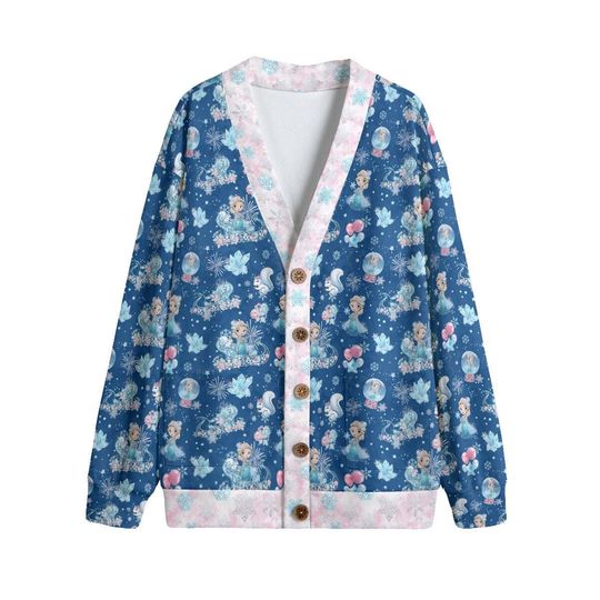 Kawaii Elsa Dark Blue Button Up Cardigan Jacket