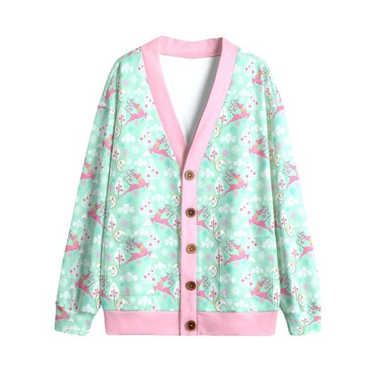 Discover Winter Fairytale Reindeer Button Up Cardigan Jacket