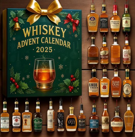 Discover Whiskey Advent Calendar 2025: 24 Acrylic Whiskey Bottle Ornaments