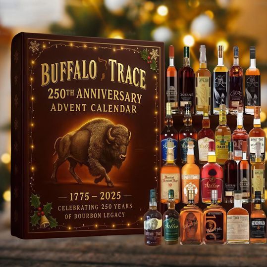 Discover Buffalo Trace 250th Anniversary Advent Calendar Box: Bourbon Collector's Display, Chrismas Ornament, Chrismas Advent Calendar