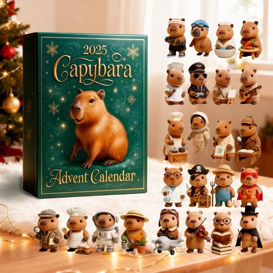 Discover Capybara Advent Calendar 2025: 24 Acrylic Christmas Ornaments,24 Days Christmas Countdown,Emotional Support Calendar,Surprise gift for Kids