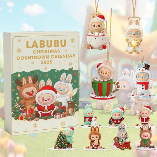 Discover Bubu Monster Christmas Countdown Calendar 2025, Cute Ornament Collection, 24 Days Surprise Gifts, 12 Mini Monster Figures, Acrylic Ornament