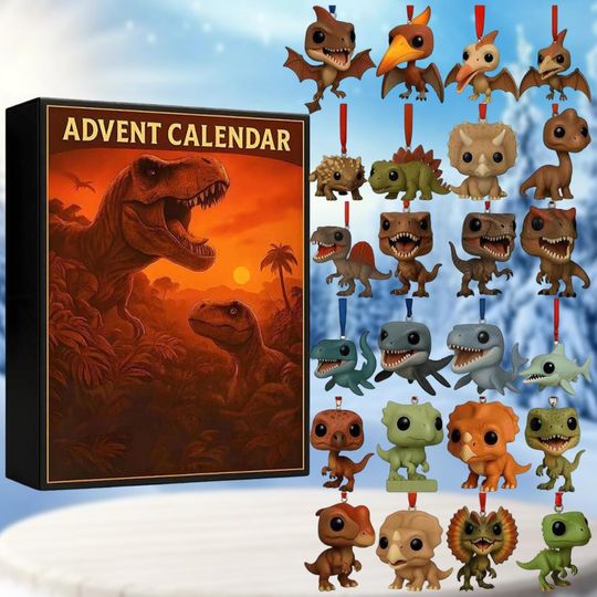 Discover Dinosaur Advent Calendar 2025, 24-Day Christmas Countdown Box, Cute Dino Figurine Gift Set, Holiday Surprise Calendar for Kids & Families
