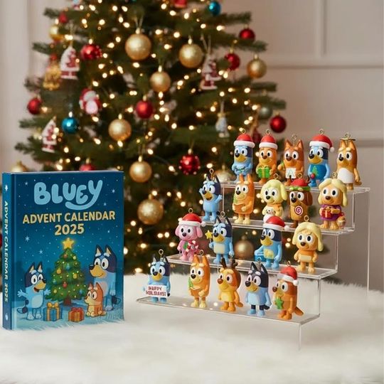 Discover Blue Dog Advent Calendar 2025, Cute Christmas Countdown Box, 24 Days of Fun Ornaments, Xmas Tree Decor