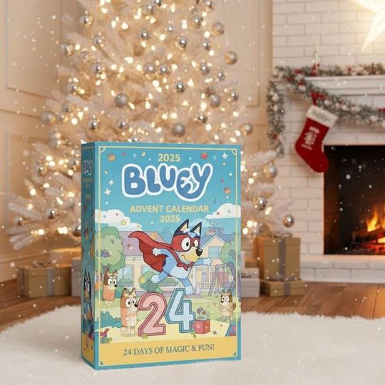 Discover Blu-ey Dog Advent Calendar 2025, Kids Christmas Countdown Box, 24 Days of Fun Ornaments and Surprises