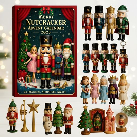 2025 Nutcracker Advent Calendar, 24-Day Flat Christmas Countdown, Nutcracker Ornaments, Christmas Home Decor, Xmas Tree Decor