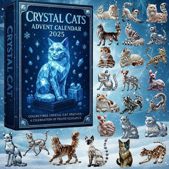 Discover Crystal Cats Advent Calendar 2025, Christmas Gift for Pet Lovers, Pet Xmas Tree Ornament, Christmas Holiday Decor
