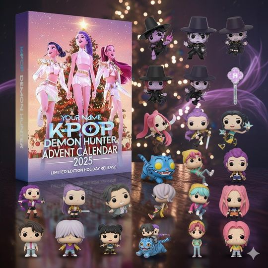 Kpop Demon Hunter Advent Calendar 2025 Limited Edition Box with 24 Acrylic Ornament, Holiday Countdown Gift for Fans, Custom Name Calendar