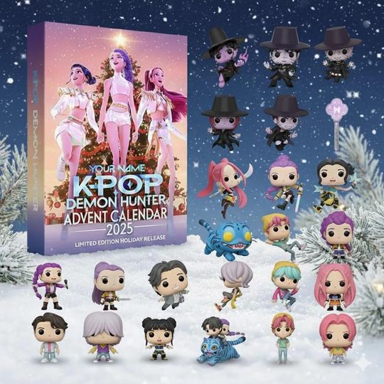 Demon Hunters Christmas Advent Calendar, Kpop 2D Flat Advent Calendar 2025, 24 Days of Xmas Surprises