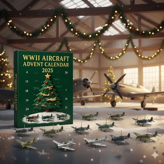 Discover Aircraft Advent Calendar Christmas 2025, 24 Mini Acrylic Items, Fighter Countdown Surprise Gift for Aviation Lovers & Military History Fans