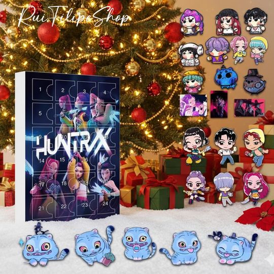 Kpop Demon Hunters Advent Calendar, Huntrix Advent Calendar, Saja Boys Advent Calendar, 24 Days of Xmas Countdown with Kpop Demon Hunters