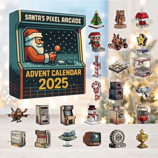 Discover Pixel Arcade Advent Calendar 2025, 24 Retro Gaming Ornaments, Christmas Countdown Gift, Gamer Decor, Vintage Xmas Toy Set