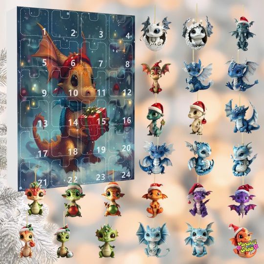 Discover Frostfire Baby Dragon Advent Calendar 2025, Fantasy Christmas Countdown Gift