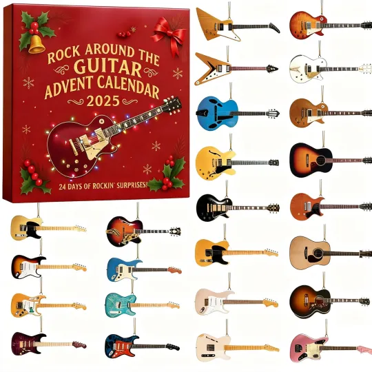 Discover 2025 Rock Around the Guitar Advent Calendar, 24 Days Christmas Countdown Holiday