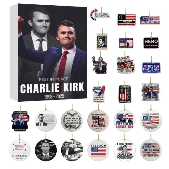 Discover 1993-2025 Charlie Kirk Advent Calendar 2D Acrylic 24 Hangers for Christmas Gift