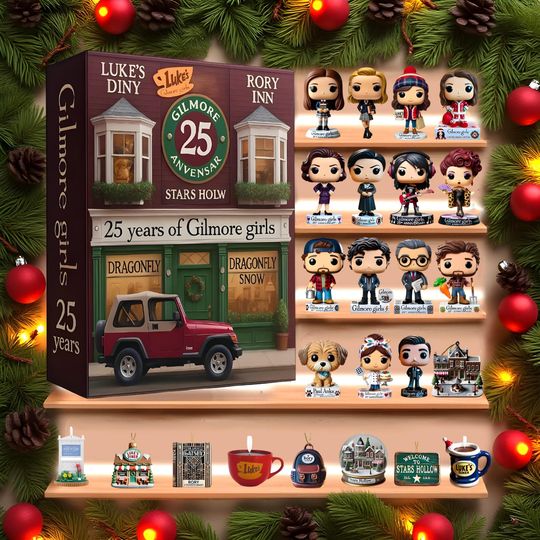 Stars Hollow Town Advent Calendar, Coffee Lover Countdown Box, Cozy Fall Winter Gift, Dragonfly Inn Decor,  2D Acrylic