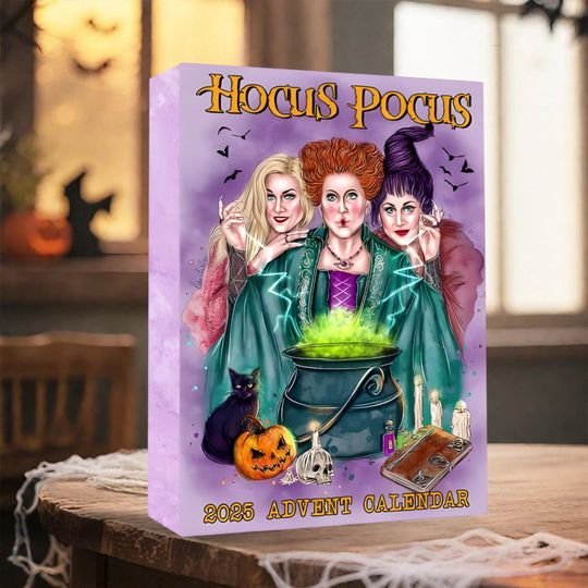 Witch Sisters Countdown Box, 2025 Halloween Advent Calendar, Sanderson Sisters Themed Decor, Spooky Surprise Gift,  2D Acrylic